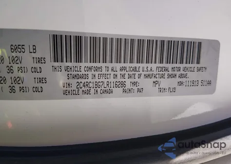 2020 Chrysler Pacifica Touring L from USA, damaged, VIN 2C4RC1BG7LR116286